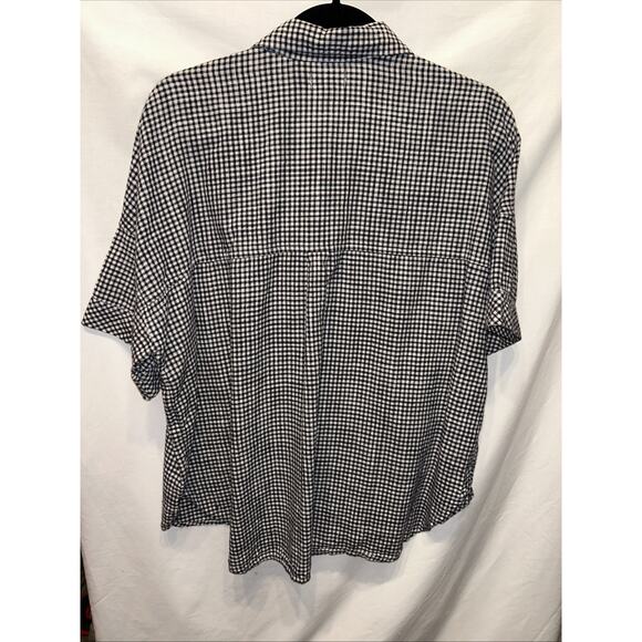 Old Navy Women’s XL Oversized Short Sleeve Gingham Linen Blouse - Picture 7 of 11